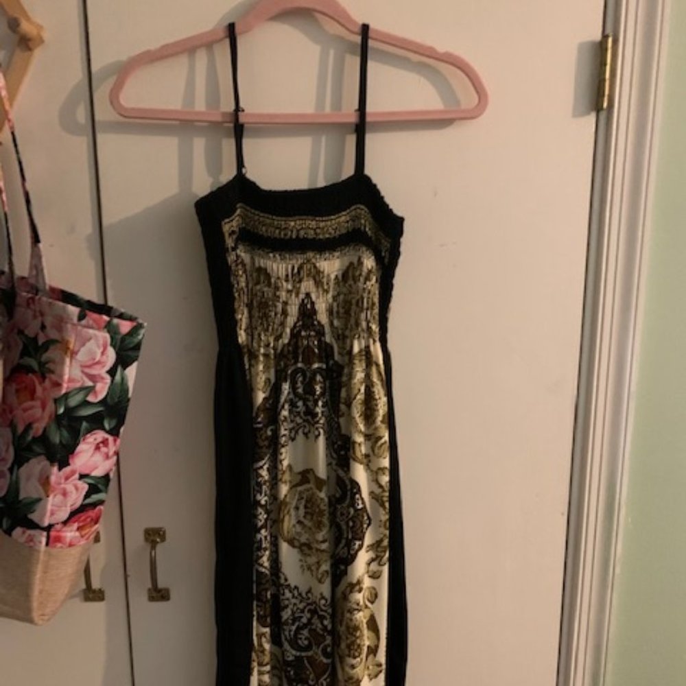 Green, White, and Black patterned dress